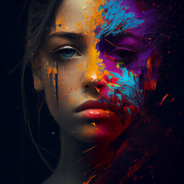 colorful abstract art of a woman's face