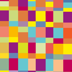 Fondo geométrico con cuadrados de colores variados.