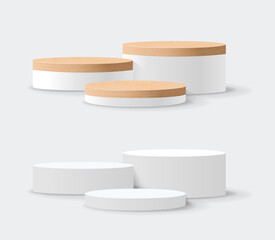 Realistic Podium Collection Isolated White Background