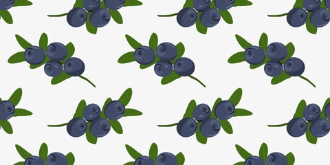 Seamless pattern with blueberries. Flat vector illustration