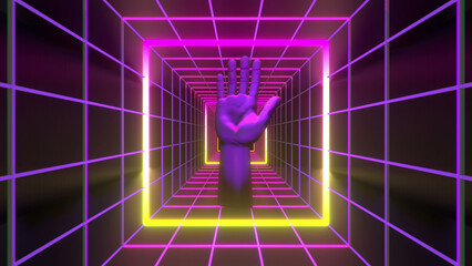 80s Hand Background 3d render