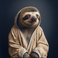 sloth in pajama made with Generative AI - obrazy, fototapety, plakaty