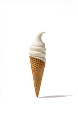 Vanilla Ice Cream Cone on White