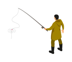 Obraz premium Fisherman Pushing Tackle Composition