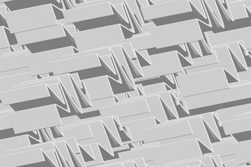 Grey Isometric Background Seamless Pattern, 3D Illustration