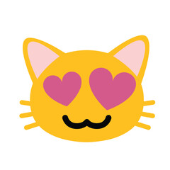 Smiling Cat with Heart-Eyes vector emoji design. Isolated sign of feelings of love, infatuation, and adoration symbol character sticker.