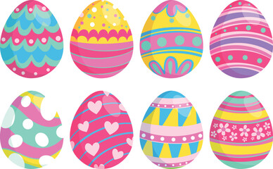 Easter colorful Eggs Vector and set of Easter eggs