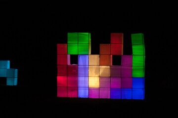 colorful glowing cubes at a light show