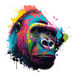 illustration of a gorilla in the night color flat illustration