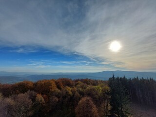 Nice view from Velký Lopeník and Velká Javořina in Bílé Karpaty in Czech republic