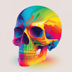 illustration of a skull in the night color flat illustration