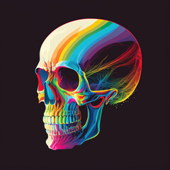 illustration of a skull in the night color flat illustration