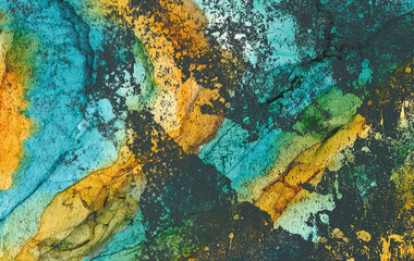 Fototapeta na wymiar Volumetric abstract grunge background. Dirty cracked 3d rendering colorful surface