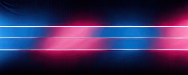 Blue and pink neon lights banner, lines on black background generative ai illustration