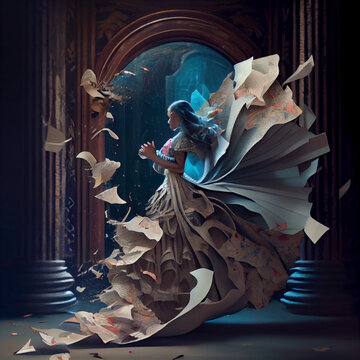 surreal abstract art of a woman disintegrating