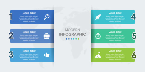 Creative concept for infographic element vector 6 options, steps, list, process. Abstract elements of graph, diagram with steps, options, parts or processes, timeline infographics, workflow or chart.
