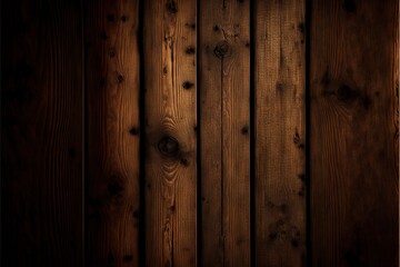  a dark wood background with some light coming from the top of the wood and the bottom of the planks of the wood with the light shining on the top of the planks.  generative ai
