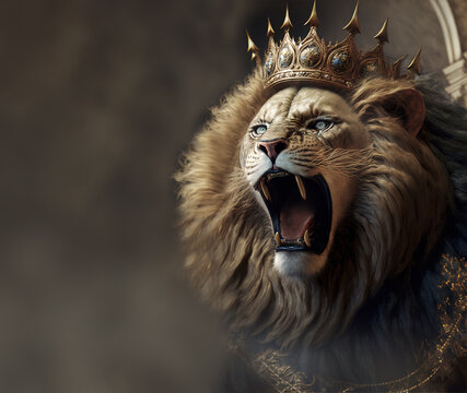 roaring lion with crown tattoo