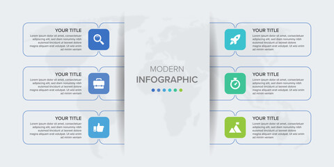 Creative concept for infographic element vector 6 options, steps, list, process. Abstract elements of graph, diagram with steps, options, parts or processes, timeline infographics, workflow or chart.