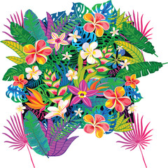 Abstract Floral Bloom with Fluttering Butterflies colorful flower vector