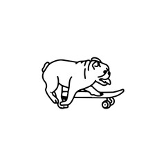 vector illustration of a bulldog playing a skateboard