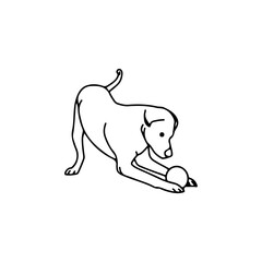 vector illustration of a dog playing ball
