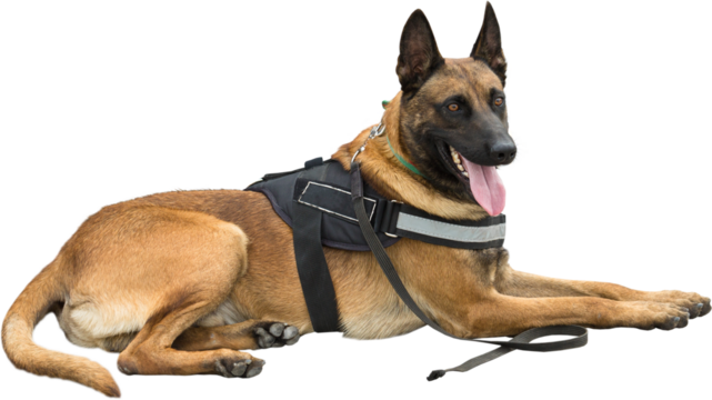 Malinois belgian shepherd guard the border. The border troops demonstrate the dog's ability to detect violations.