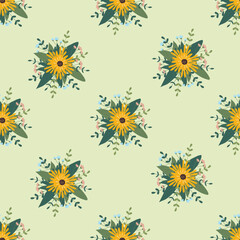 Fototapeta na wymiar Flower arrangement seamless pattern. Background for wallpapers, textiles, papers, fabrics
