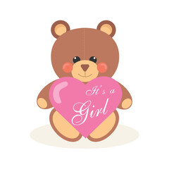 it's a girl lettering.Bear with love heart