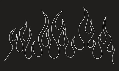 Minimalist silhouette of flame. One line drawing.  Design template