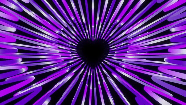 Hight speed purple gradient neon heart tunnel valentine day vj loop animation