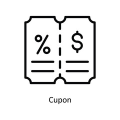 Cupon Vector Outline icon for your digital or print projects. stock illustration