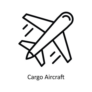 Cargo Aircraft Vector Outline icon for your digital or print projects. stock illustration
