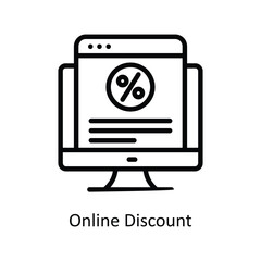 Online Discount Vector Outline icon for your digital or print projects. stock illustration