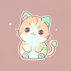 cute little white kitten sitting pastel colors, generative AI