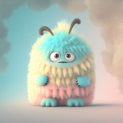 "Fuzzy Fun: A Cute Fluffy Monster Character" | Generative AI Artwork |