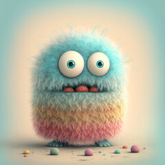 "Fuzzy Fun: A Cute Fluffy Monster Character" | Generative AI Artwork |