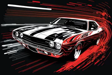 Peel and stick wall murals Cars Musclecar - AI Generated
