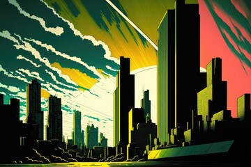 City Sunrise Colored - AI Generated