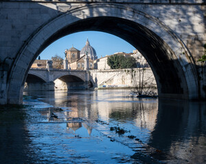 Along the banks of the Tiber River in Rome