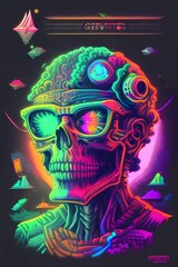 art of a detailed colorful skull, generated in AI