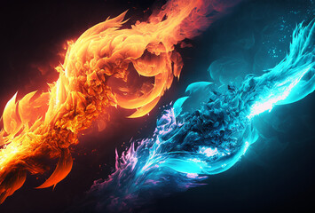 Background of ice and fire neon abstract spyro