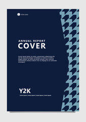 Annual report abstract cover template with dark blue color and pattern decoration.