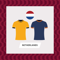 The Netherlands football national team uniform flat illustration. Europe country football team.
