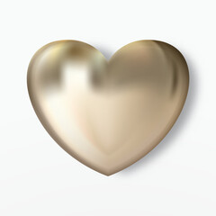 Gold realistic heart vector icon. Romantic symbol of Love
