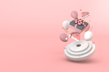 Pink celebration a happy birthday concept a sweet decoration. 3d render