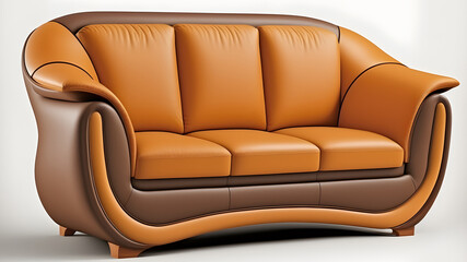 Modern brown leather sofa - Generative AI