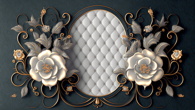 Fototapeta 3D wallpaper for home interior classic decorations background Flowers Classic, illustration 3d