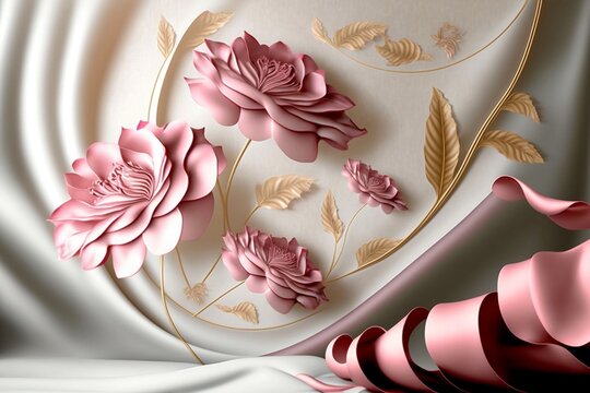 3D wallpaper for home interior classic decorations background Flowers Classic, illustration 3d	