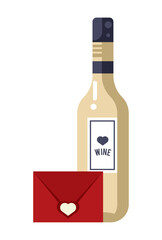 golden wine bottle and letter